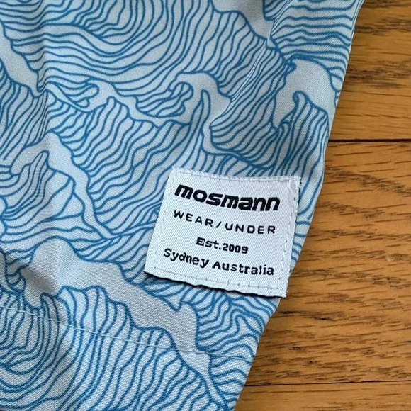 Blue Wave Pattern Men's Swim Shorts Size Large Mossman Australia Brand - Picture 3 of 8